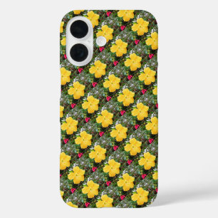 Gouden Straal: Gele Hibiscusbloem op een boom iPhone 16 Hoesje