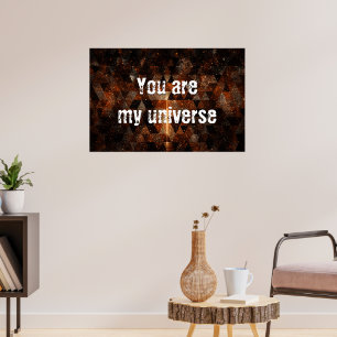 Gouden straal in geometrisch glinsterend heelal poster