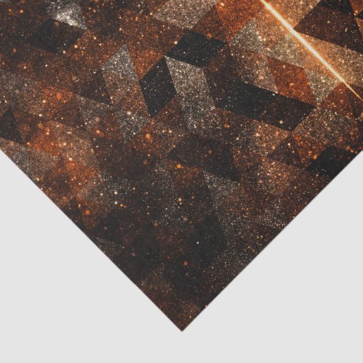 Gouden straal in geometrisch glinsterend heelal tissuepapier (Detail)