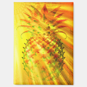 Gouden stralen die door een grote ananas schijnen magneet