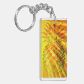 Gouden stralen die door een grote ananas schijnen sleutelhanger (Voorkant Links)