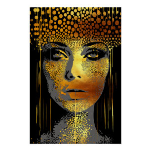 Gouden Straling: Vrouwelijke Schoonheid Belichaamd Perfect Poster