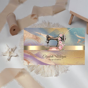 Gouden Streep, Bloemen Naaimachine Kleurrijk Visitekaartje