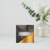 Gouden strepen | Gouden glitter achtergrond Vierkante Visitekaartje (Staand voorkant)