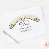 Gouden Strepen & Irongate Swirls bruiloft Ovale Sticker (Envelop)