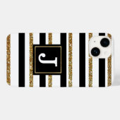 Gouden strepen monogram Case-Mate iPhone case (Achterkant (horizontaal))