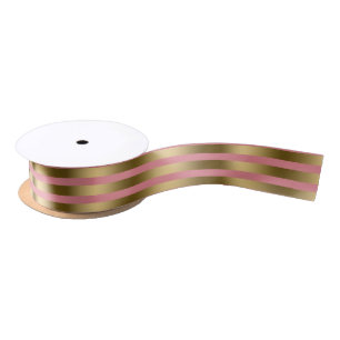 Gouden Strepen & Roze Geometrisch Patroon Lint