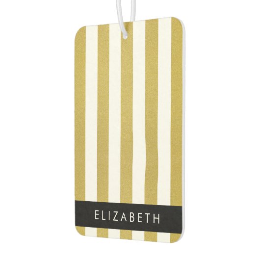 Gouden strepen, streeppatroon, lijnen, Jouw naam Luchtverfrisser (Links)
