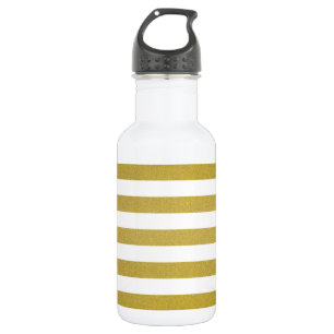 Gouden strepen, witte strepen, gestreept patroon waterfles