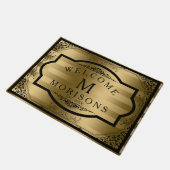 Gouden strepen Zwart wervelt Lijst Deurmat (Schuin)