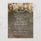 Gouden String Lights Rustieke Bruiloft Details Informatiekaartje (Voorkant)
