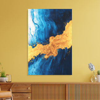 Gouden Stroom - Abstracte Canvas Kunst