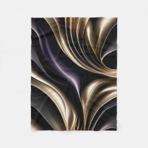 Gouden Stroom - Luxueus Zwart en Goud Abstract Fleece Deken