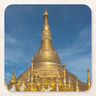 Gouden Stupa-tempel Vierkante Kartonnen Onderzetter