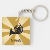 Gouden Sunburst Franse hoorn messing muziekinstrum Sleutelhanger (Achterkant)