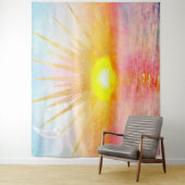 Gouden Sunset Sun Mandala Waterverf Zee Wandkleed (In situ)