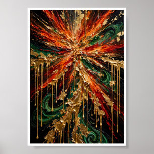 Gouden Supernova - Luxe Smaragd Vuur en Goud Dr Poster