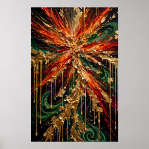 Gouden Supernova - Luxe Smaragd Vuur en Goud Dr Poster