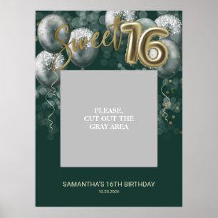 Gouden Sweet 16 Verjaardagsballonnen Foto Prop Gro Poster