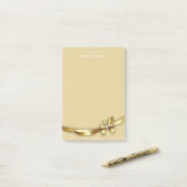 Gouden Swirl Bow Diamond Gepersonaliseerde Naam Post-it® Notes (Op bureau)