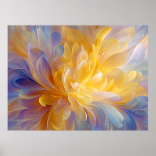 Gouden Symfonie van Bloeiende Abstracte Bloemblaad Poster