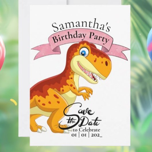 Gouden T Rex, Verjaardags Meisje Kaart