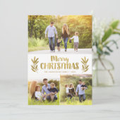 Gouden tak kerst Kaarten met drie Afbeeldingen (Staand voorkant)