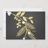 Gouden takken en kegels Vrede en Vreugde Chalkboar Feestdagenkaart (Achterkant)
