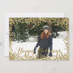 Gouden Takken Winter Kerstvakantie Foto Kaart