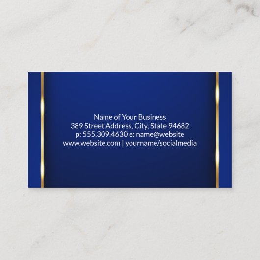 Gouden Tand Logo | Gouden Rand Blauwe Achtergrond Visitekaartje (Achterkant)