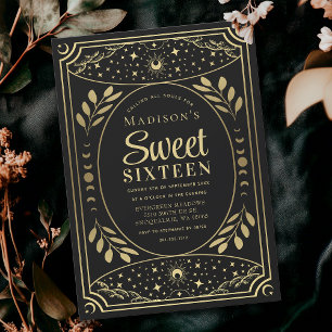 Gouden Tarot Heksen Sweet 16 Verjaardagsfeestje Kaart