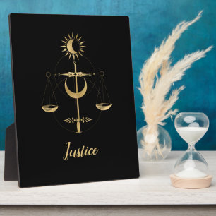 Gouden Tarot Rechtvaardigheid Symbool Fotoplaat