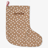 Gouden tarwe en witte Stippen met naam Grote Kerstsok (Voorkant)