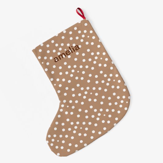 Gouden tarwe en witte Stippen met naam Grote Kerstsok (Achterkant (Hangend))