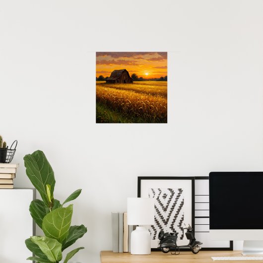 Gouden Tarwe Veld-Rustieke Boerderij Poster (Thuiskantoor)