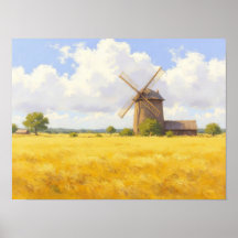 Gouden Tarwe Windmolen Impressionistische Olie Sch