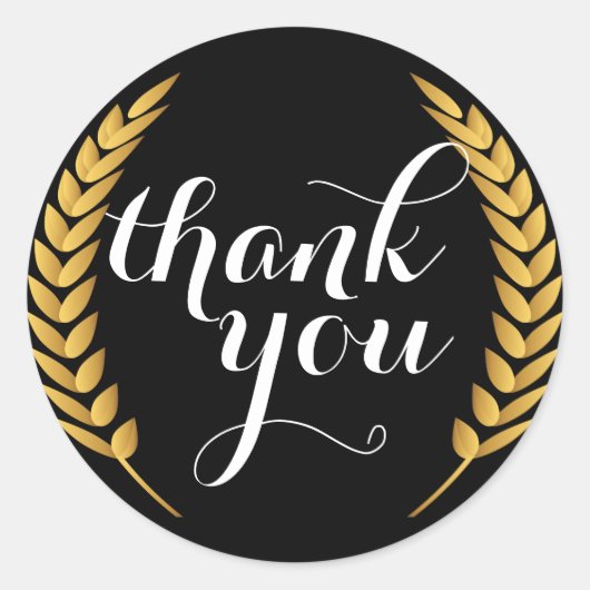Gouden tarwekorrel Stengels Rond Dank u Sticker (Voorkant)
