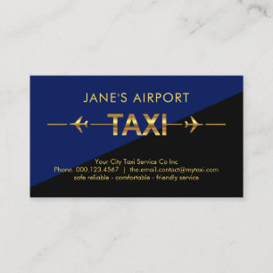 Gouden Taxi Luchthaven Vliegtuig Startbaan Visitekaartje