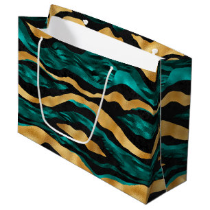 Gouden Teal Tijgerstrepen Glam Abstract Dier Groot Cadeauzakje
