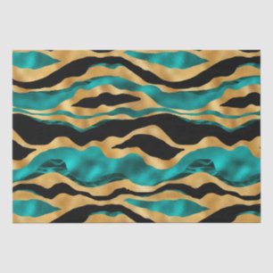 Gouden Teal Tijgerstrepen Glam Abstract Dier Tissuepapier
