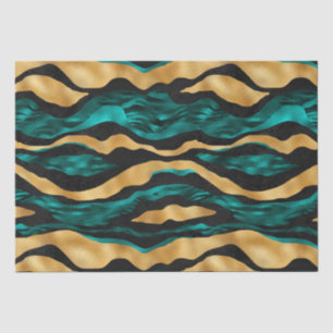 Gouden Teal Tijgerstrepen Glam Abstract Dier Tissuepapier