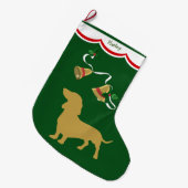 Gouden Teckel Holiday Bells Grote Kerstsok (Voorkant (Hangend))