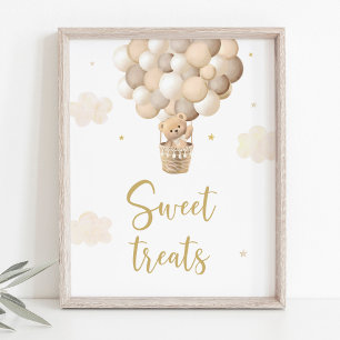Gouden teddybeer ballonnen Baby shower trakteert t Poster