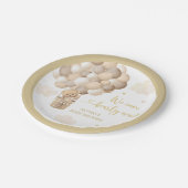 Gouden Teddybeer Hete Luchtballon Baby shower Papieren Bordje (Gekanteld)