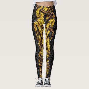 Gouden Tegels Keltische Knoop Dragon Hound op Zwar Leggings