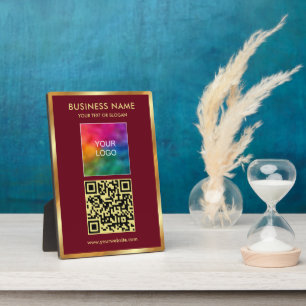 Gouden Tekst QR Code Upload Uw Logo Sjabloon Fotoplaat
