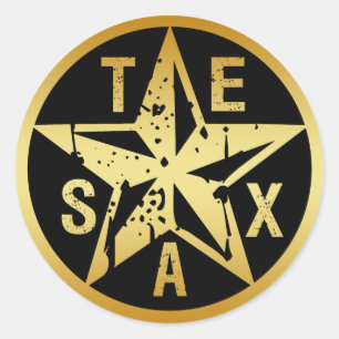 GOUDEN TEXAS STER RONDE STICKER
