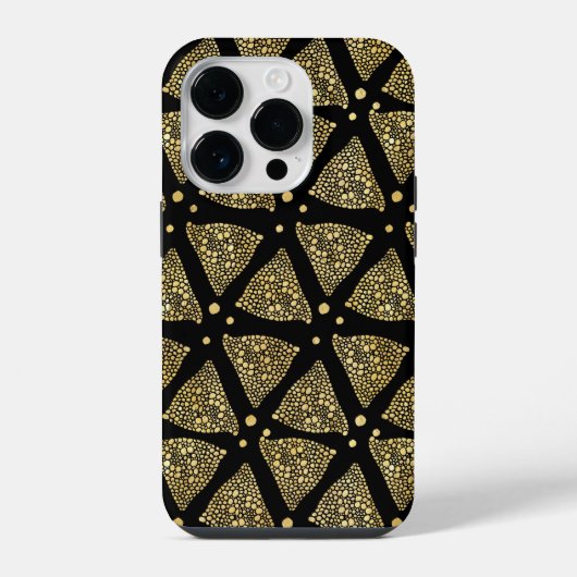 Gouden textuur driehoeken modern patroon iPhone hoesje (Achterkant)