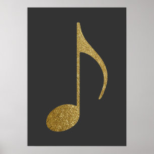 gouden textuurmuzieknoot poster