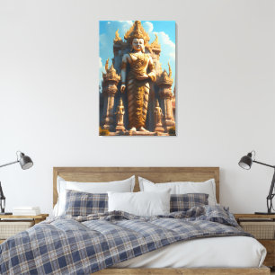 Gouden Thaise Tempelbewaker Canvas Afdruk
